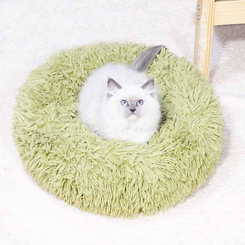 Round Plush Cat Bed Small Dog Bed