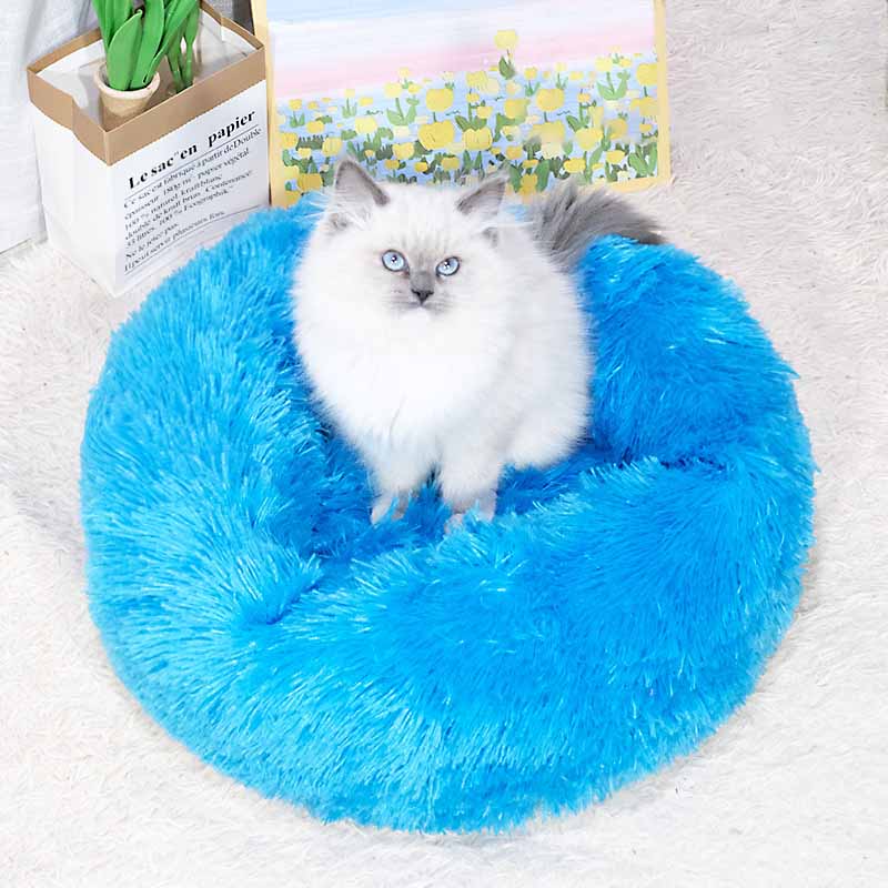 Round Plush Cat Bed Small Dog Bed