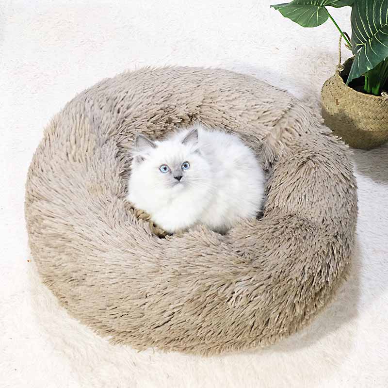 Round Plush Cat Bed Small Dog Bed