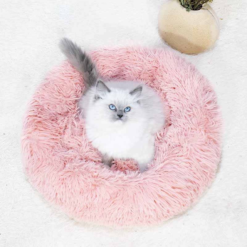 Round Plush Cat Bed Small Dog Bed
