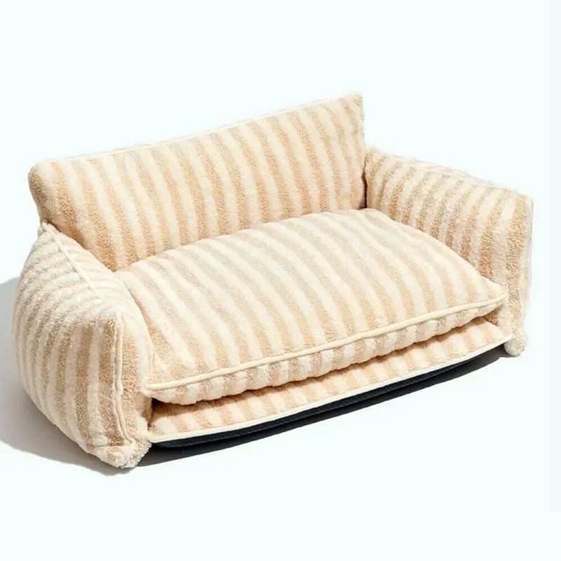 Striped Sofa Bed for Dog and Cat - Beige