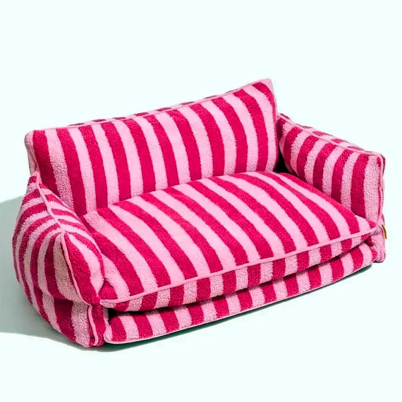 Striped Sofa Bed for Dog and Cat - Red