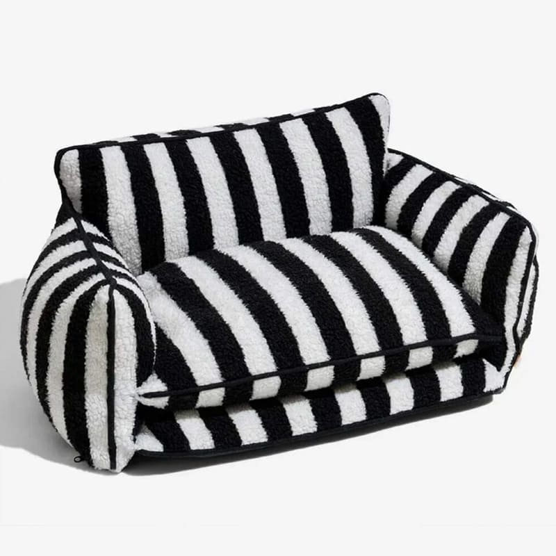 Striped Sofa Bed for Dog and Cat - Black