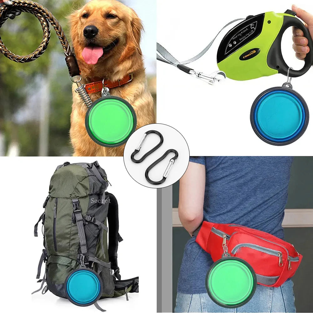 Collapsible Silicone Travel Dog & Cat Bowl with Carabiner