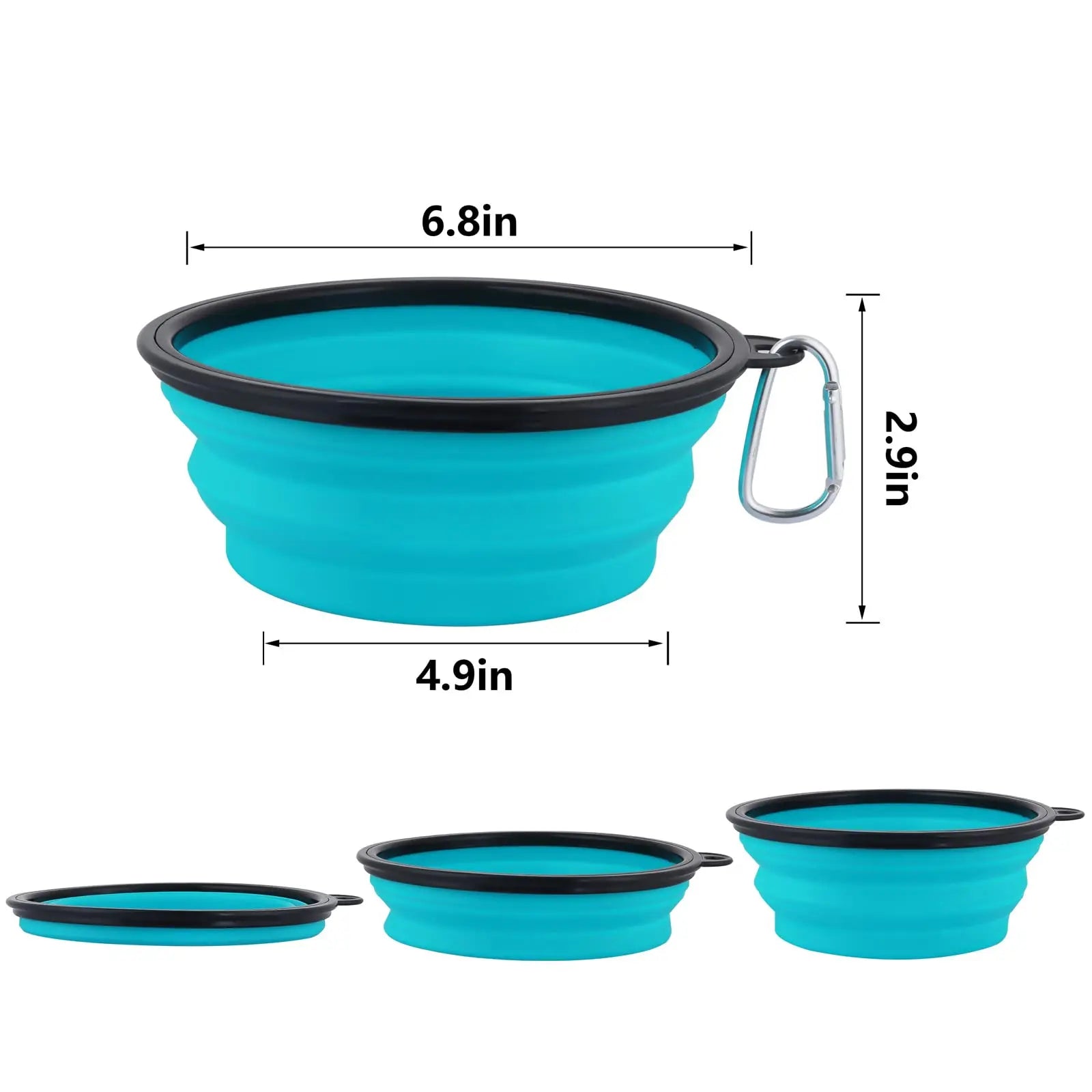 Collapsible Silicone Travel Dog & Cat Bowl with Carabiner